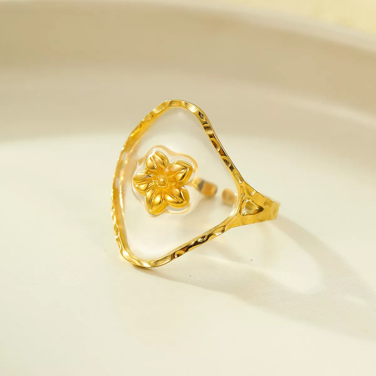 Adjustable gold open ring detail - view 3