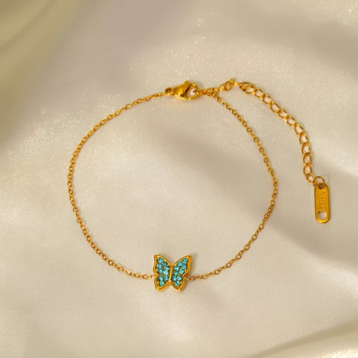 Gold butterfly bracelet detail - view 3