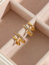 Double layer gold hoop earrings with zircon - Calypso Blue