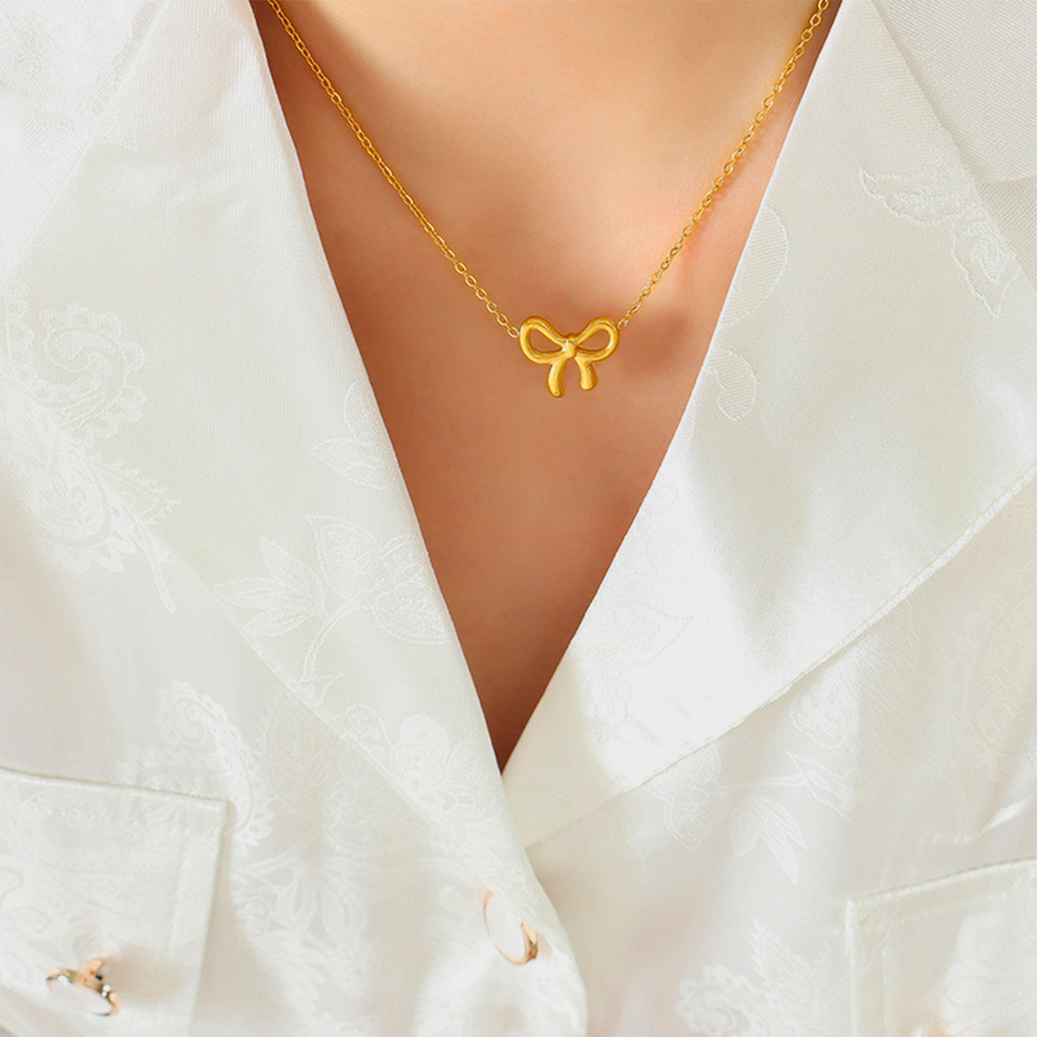 Gold Bow Necklace