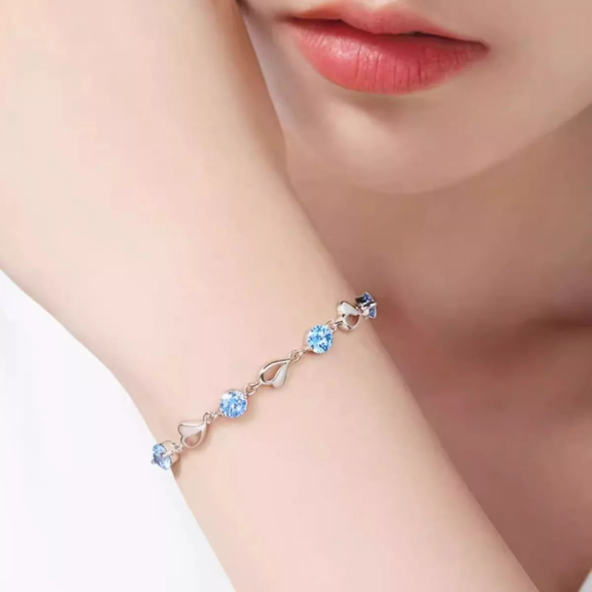 Sterling silver crystal bracelet close-up - view 4