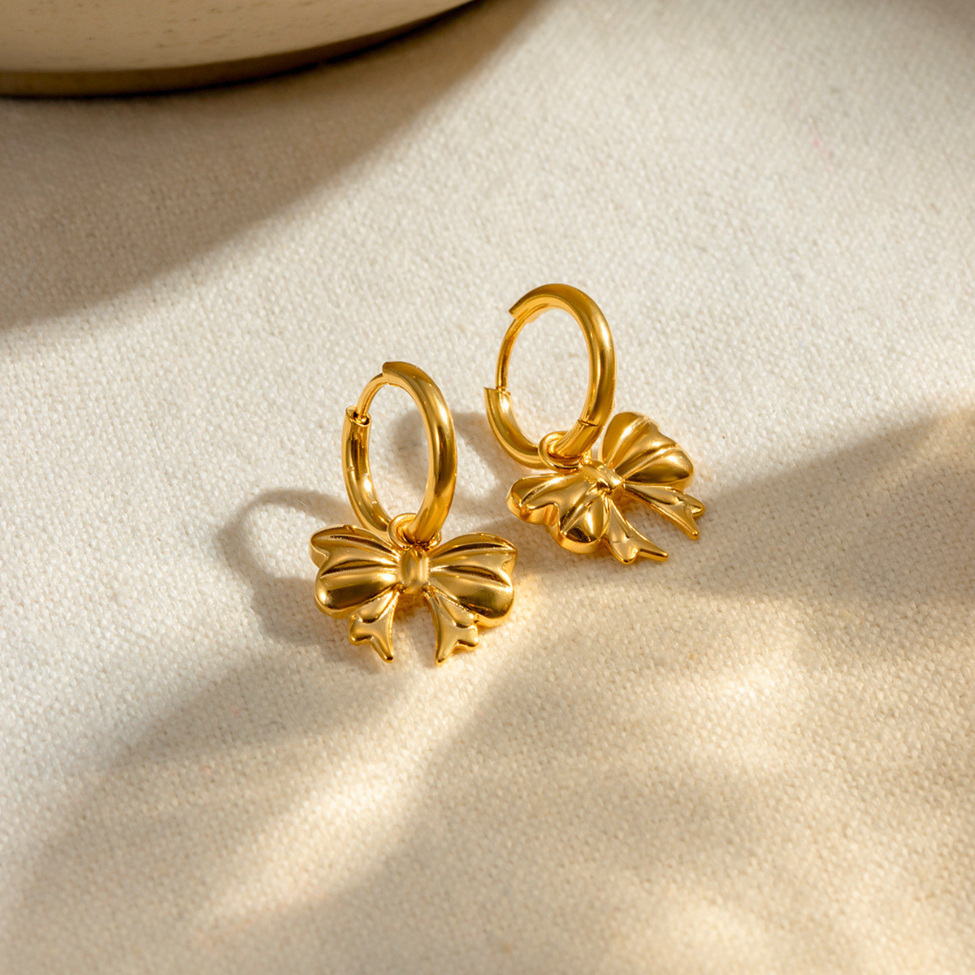 Gold Bow Hoop Earrings