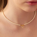 Copper Pearls Bow Necklace