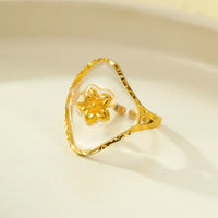 Adjustable gold open ring detail - view 3