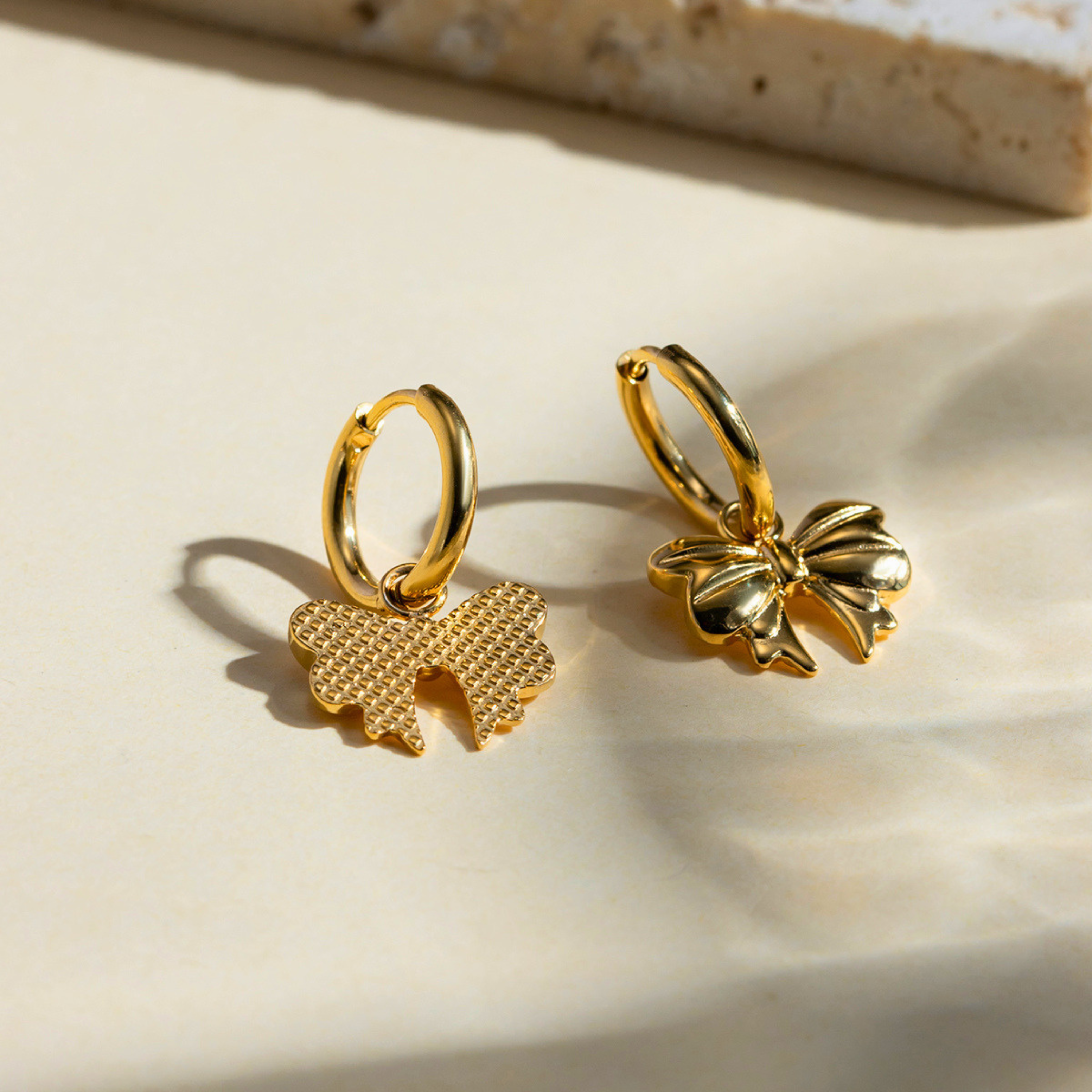 Gold Bow Hoop Earrings