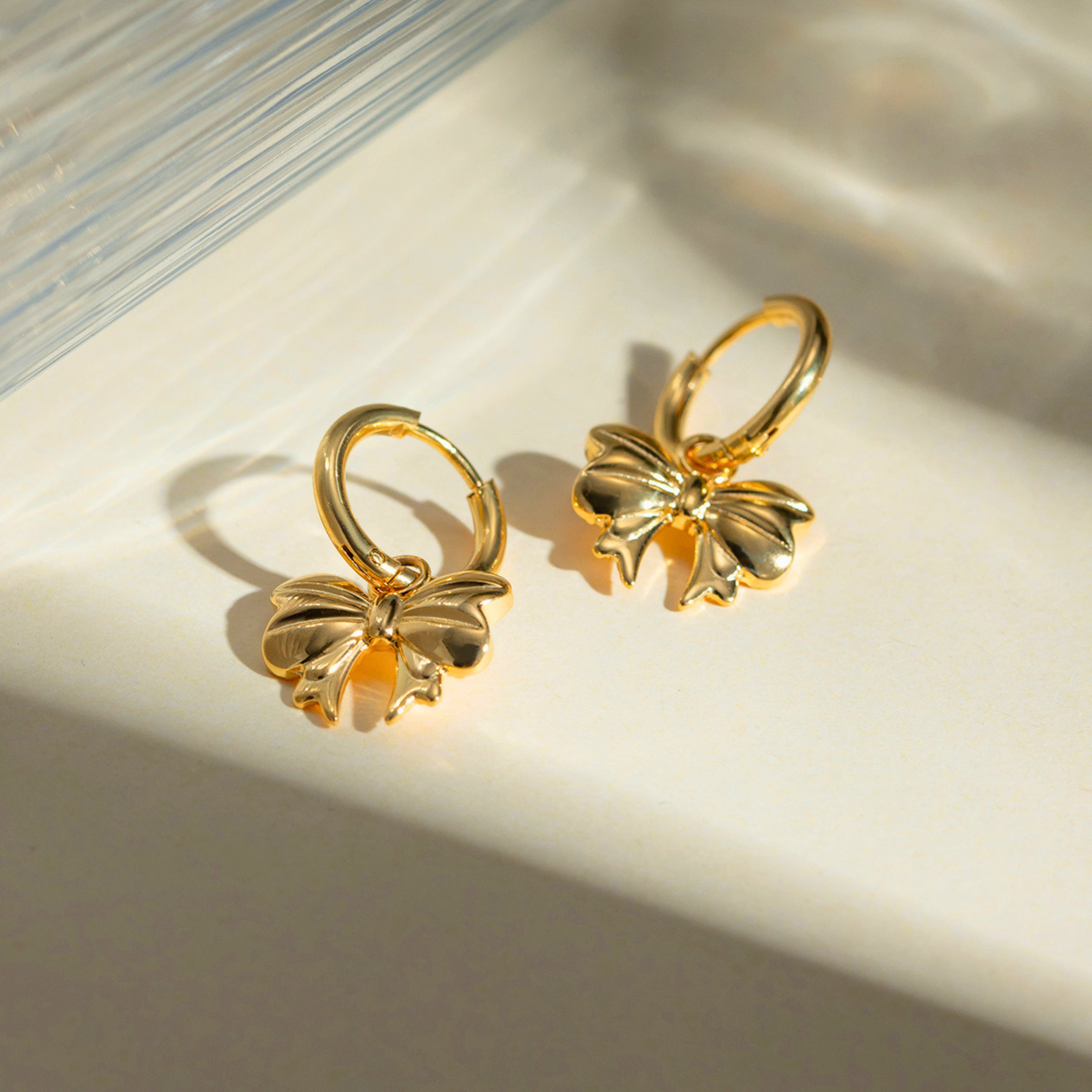 Gold Bow Hoop Earrings