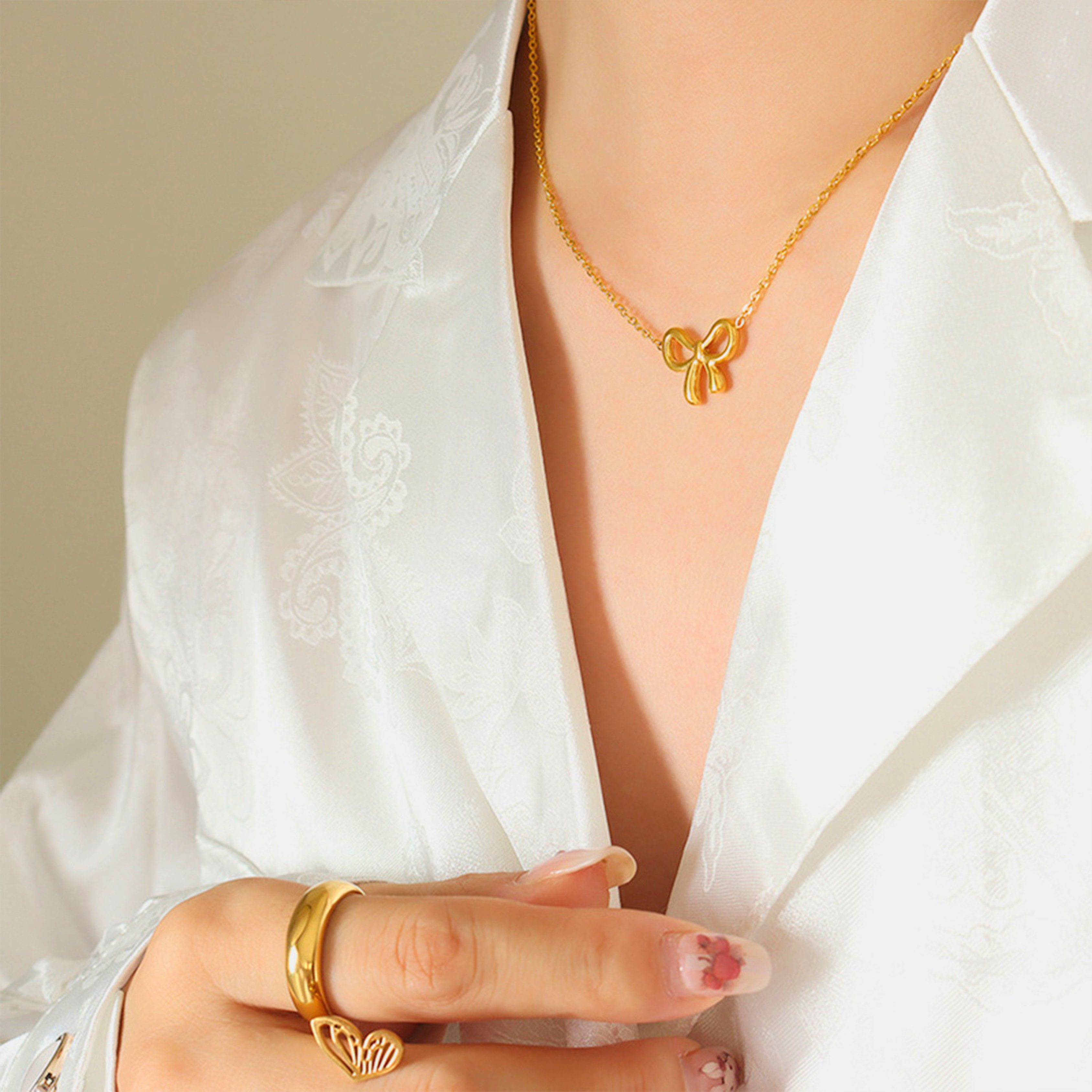Gold Bow Necklace
