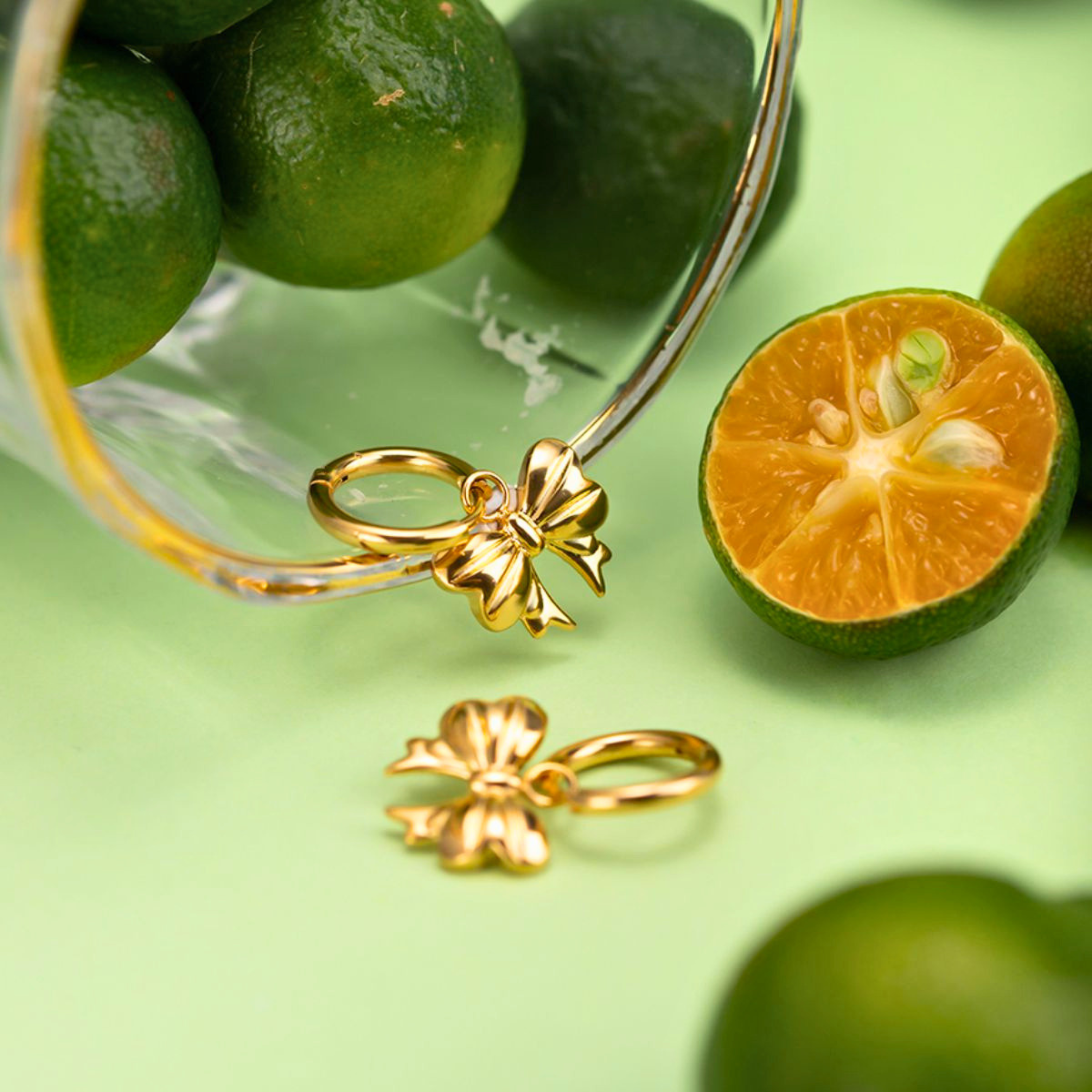 Gold Bow Hoop Earrings