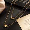 Double layered gold necklace, 18K gold-plated stainless steel - Calypso Blue