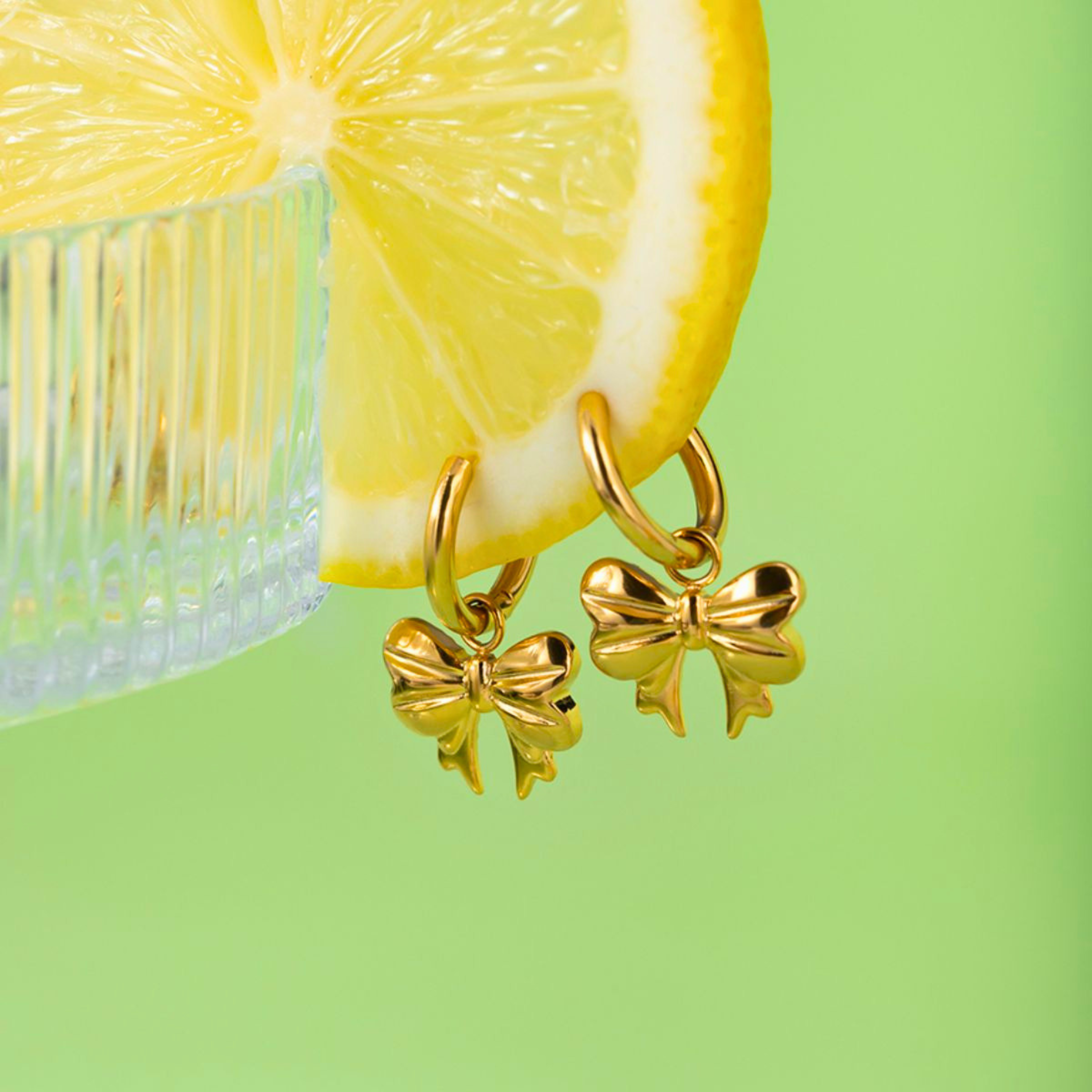 Gold Bow Hoop Earrings