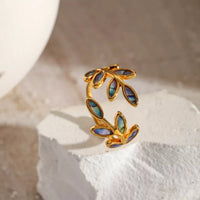 Gold leaf bypass ring - view 5
