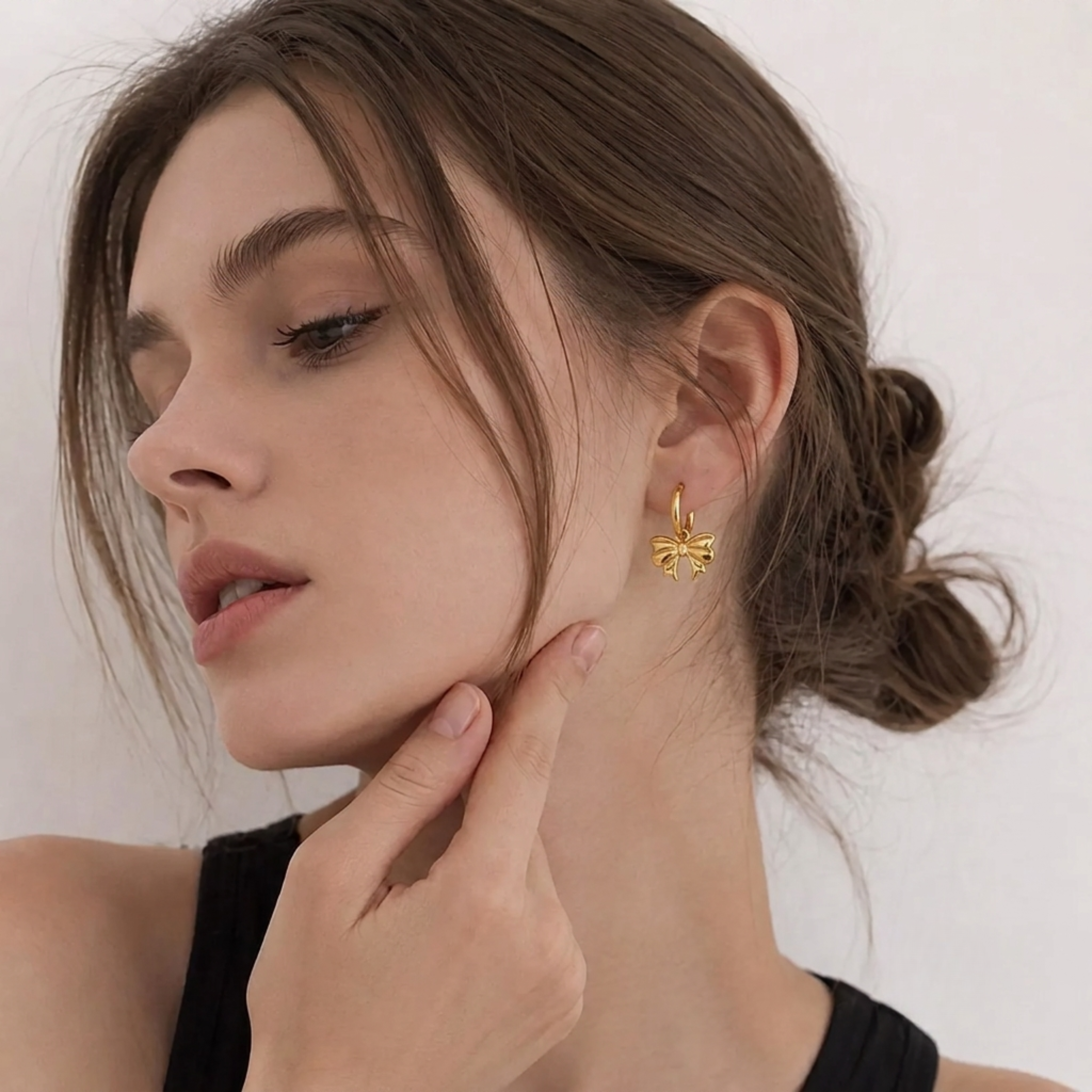Gold Bow Hoop Earrings