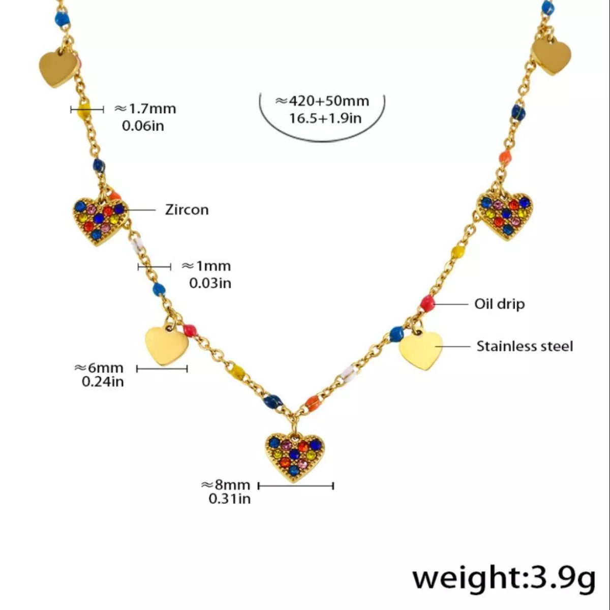 Gold heart charm necklace - view 5