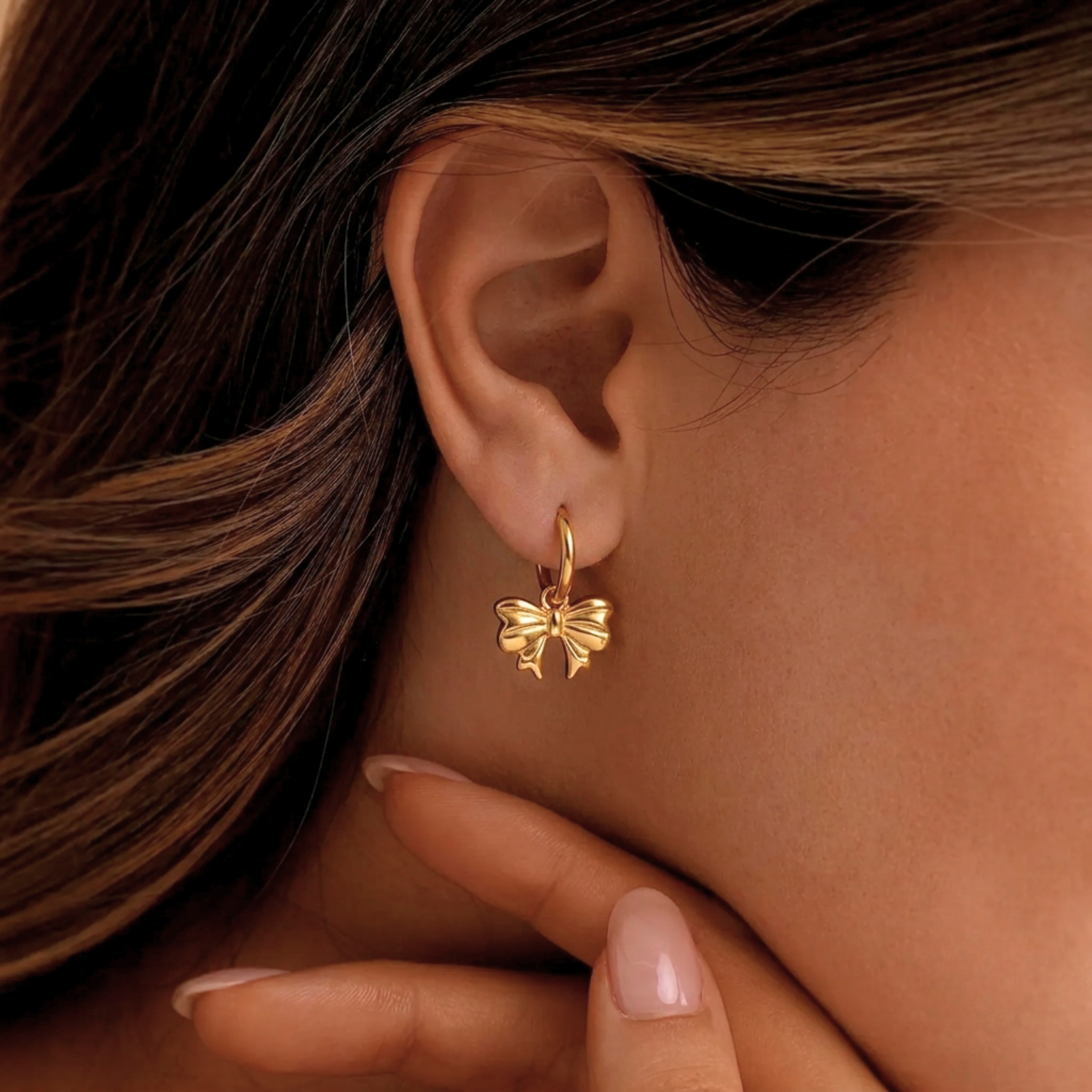 Gold Bow Hoop Earrings