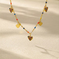 Gold heart charm necklace pendant detail - view 3