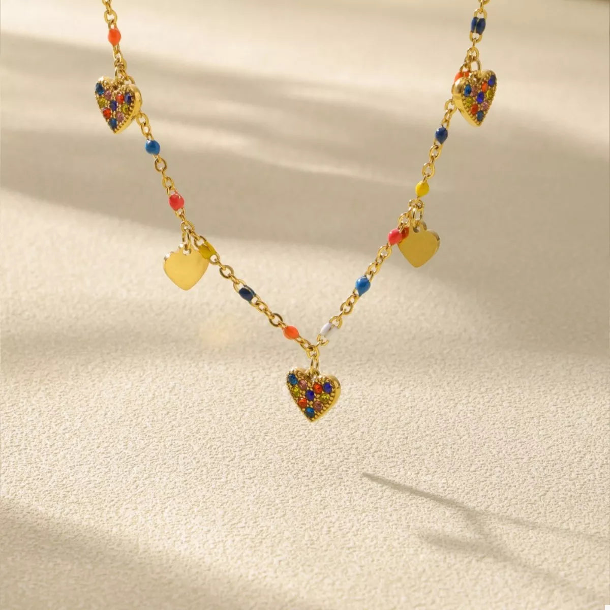 Gold heart charm necklace pendant detail - view 3