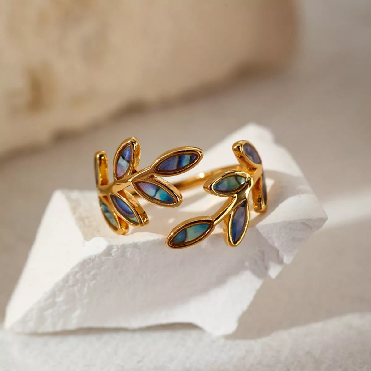 Gold leaf bypass ring detail - view 3