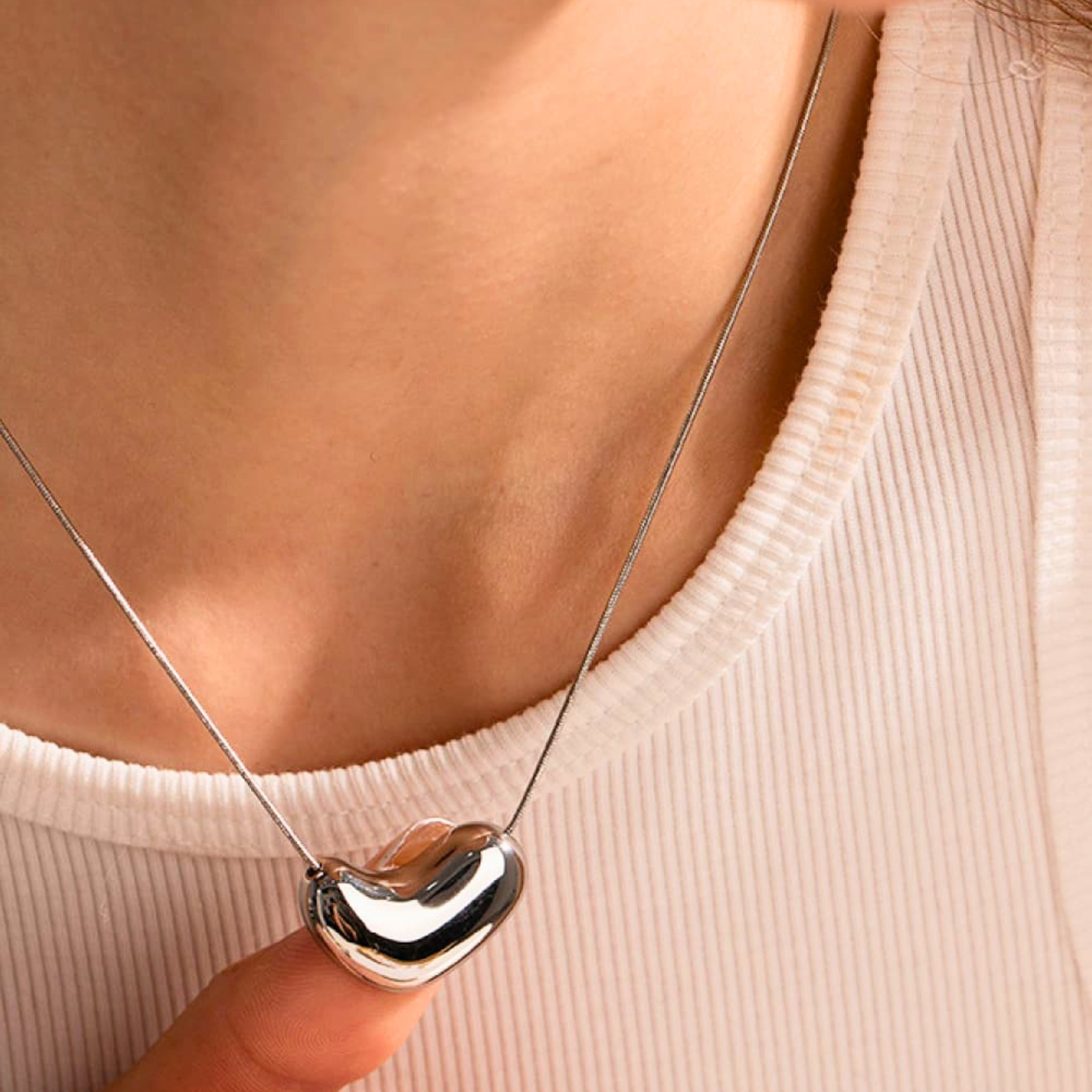Chunky Puffy Heart Necklace
