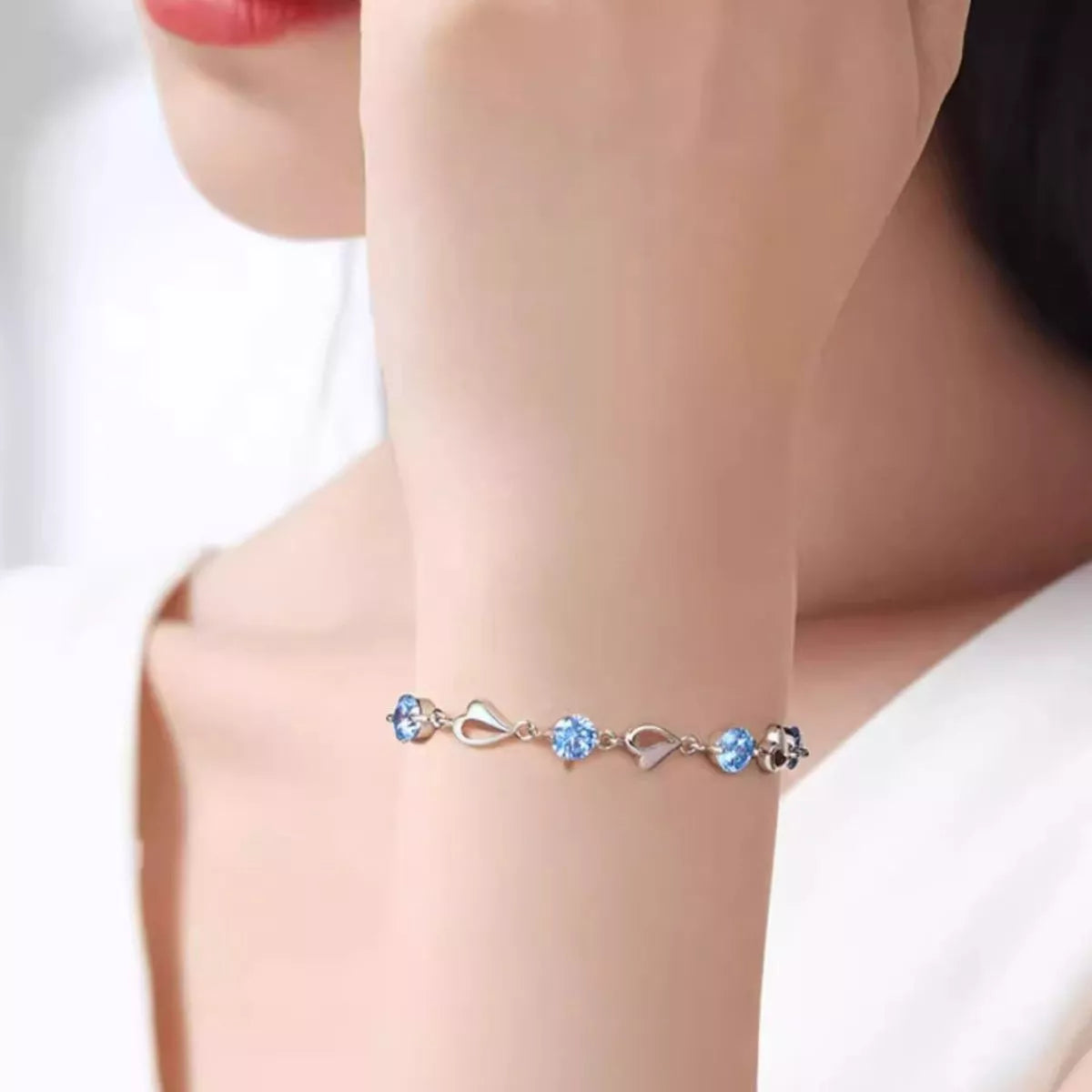 Sterling silver crystal bracelet detail - view 3