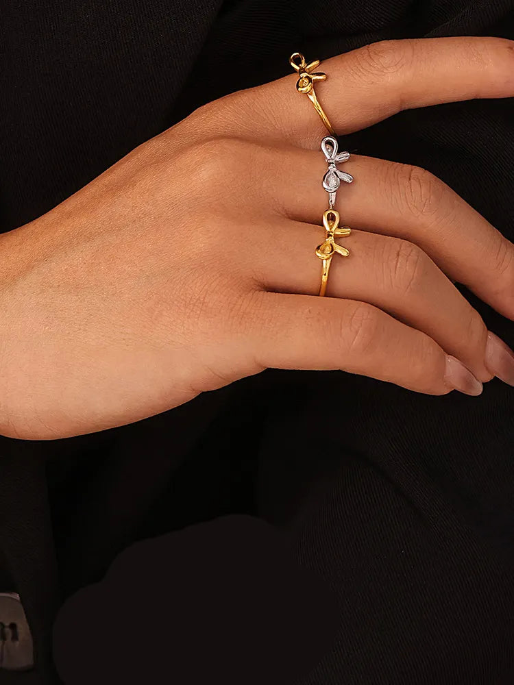 Dainty bow ring close-up - view 4