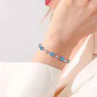 Sterling silver crystal bracelet on wrist - view 2