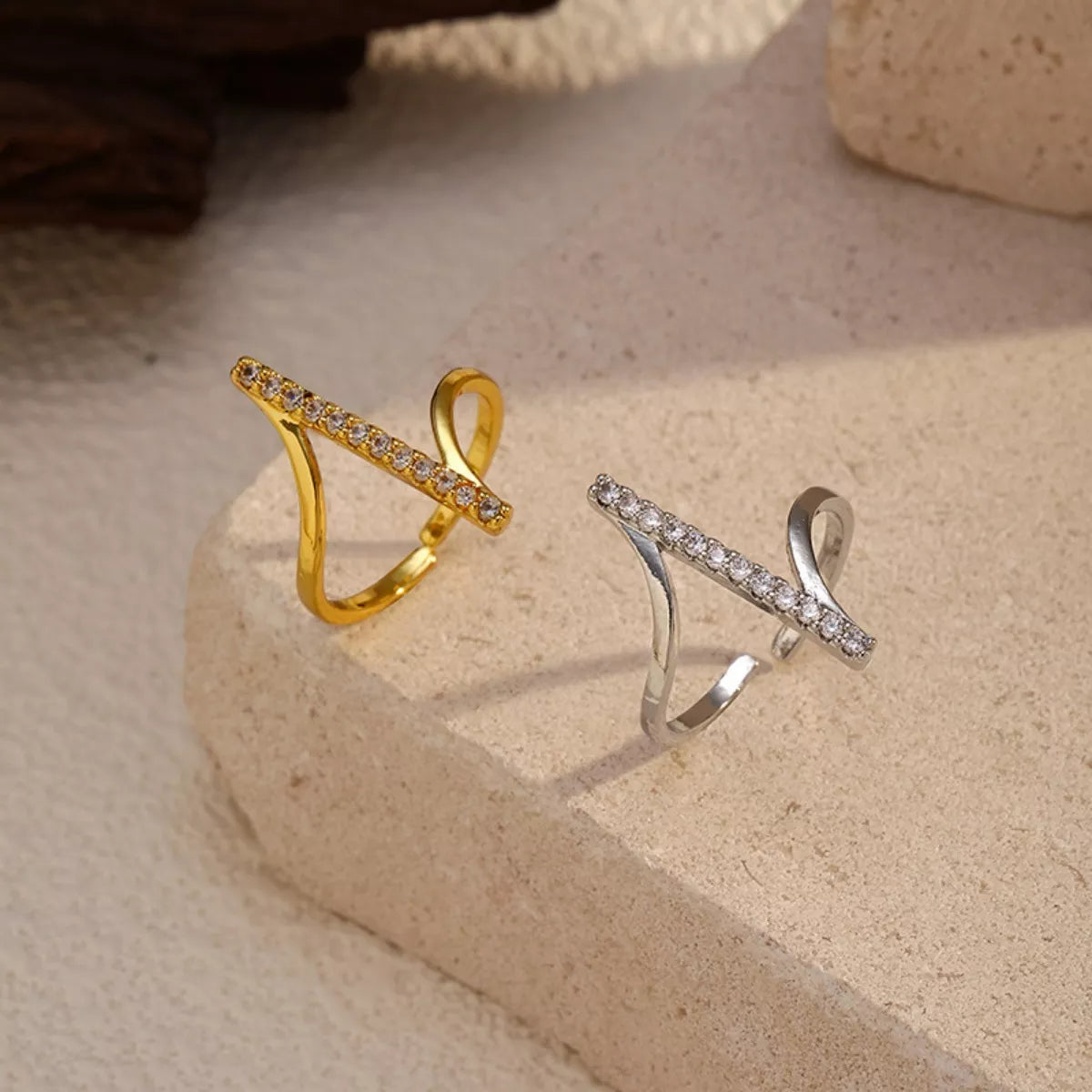 Irregular rhinestone ring - view 5