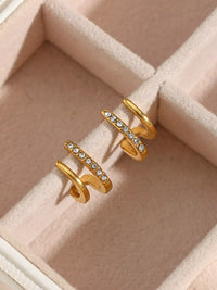 Double layer gold hoop earrings with zircon - Calypso Blue
